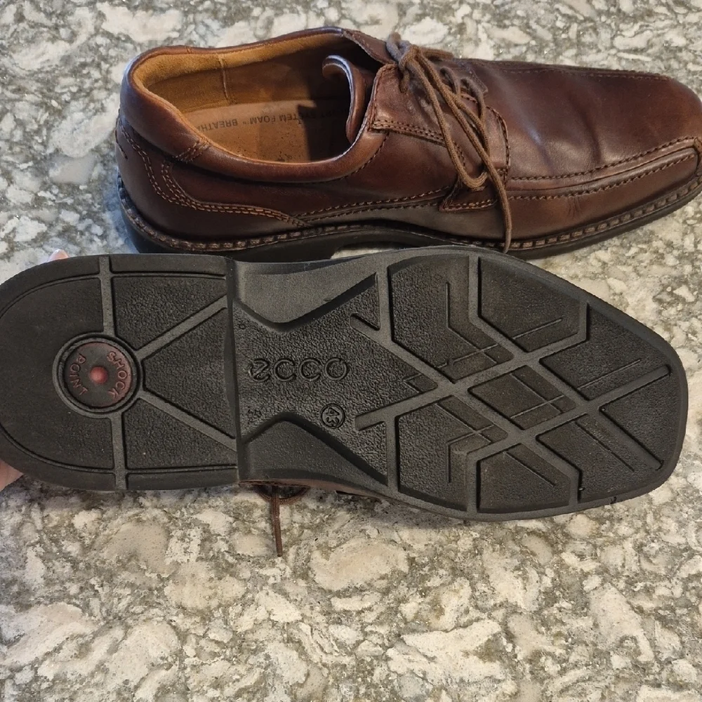 Ecco Helsinki Oxford Lace Up Brown Leather Shoes In Size 43